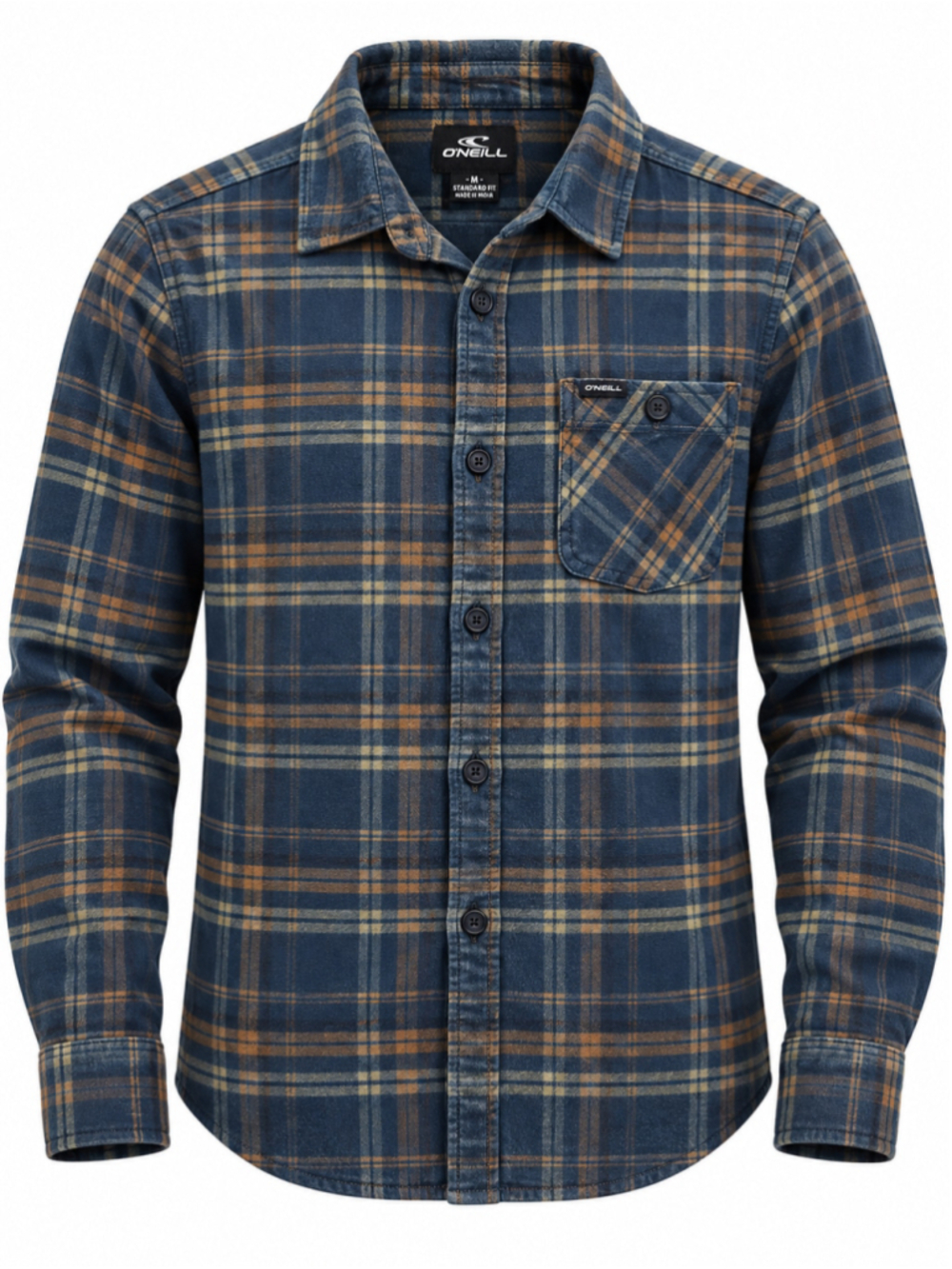 Boys O'Neill Casual Button Down Shirt Size M Blue Brown Plaid
362